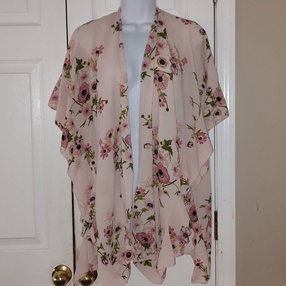 Jack & Missy pink floral Kimona Summer open front One Size